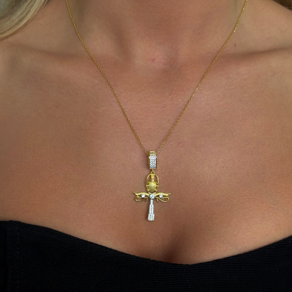925 Gümüş | Scarab Ankh Kolye